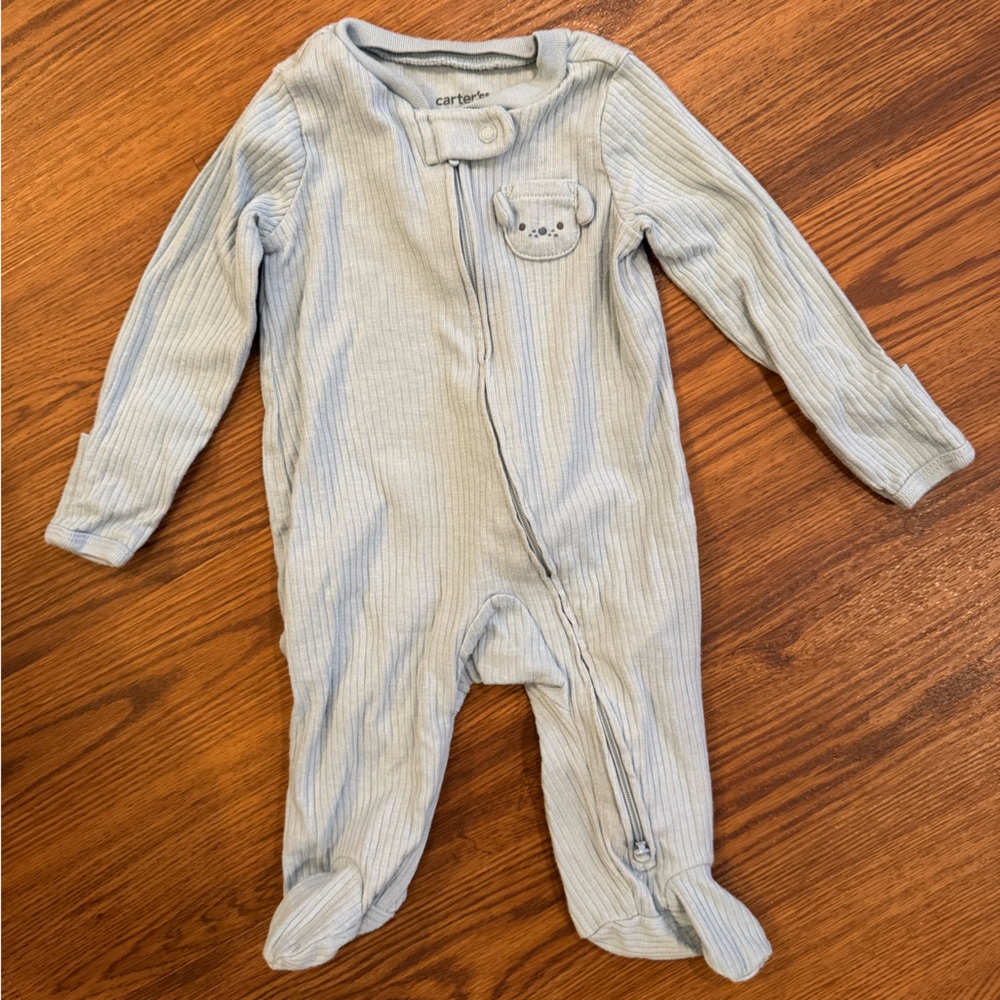 Carters Blue Ribbed Puppy Footie